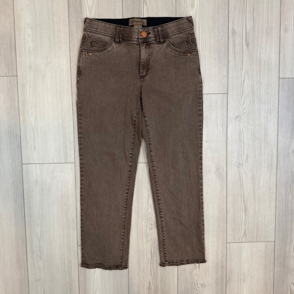 Democracy Ab Solution Brown Straight Leg Jeans Raw Hem Size 6 B2187LEPEXX